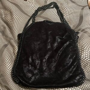 Chic Black Tote with Chain Straps